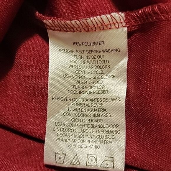 RED AND PINK CHEVRON PATTERNED DRESS WITH BELL SLEEVES, SIZE 4 - Picture 8 of 8